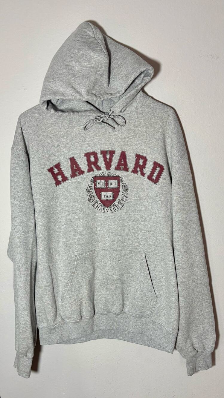 Vintage Harvard University Champion Gray Hoodie Hooded Sweatshirt Men’s Sz L